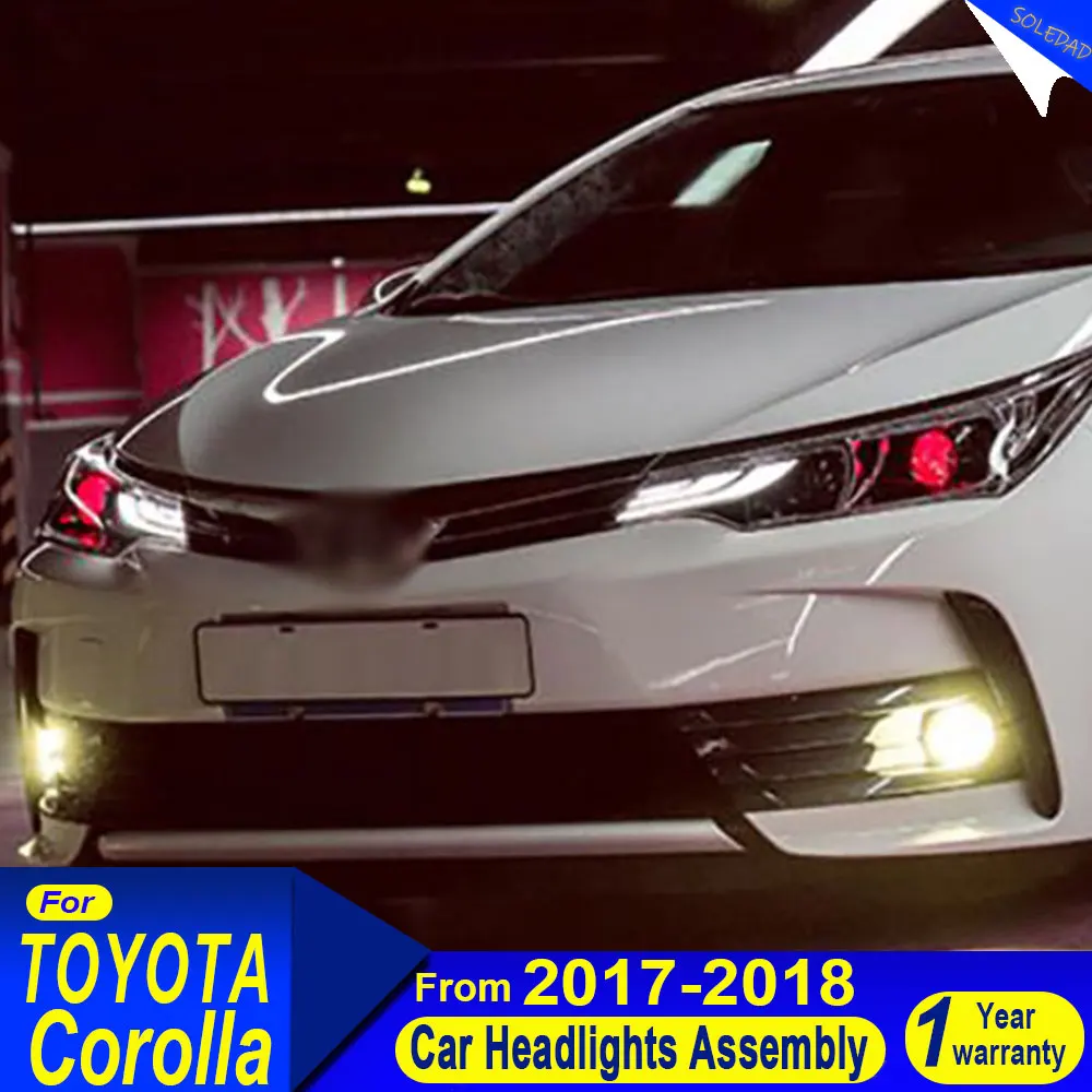 Car headlights for Toyota Corolla 2017 2018 headlight assembly modified LED light guide day running light turn signal lens