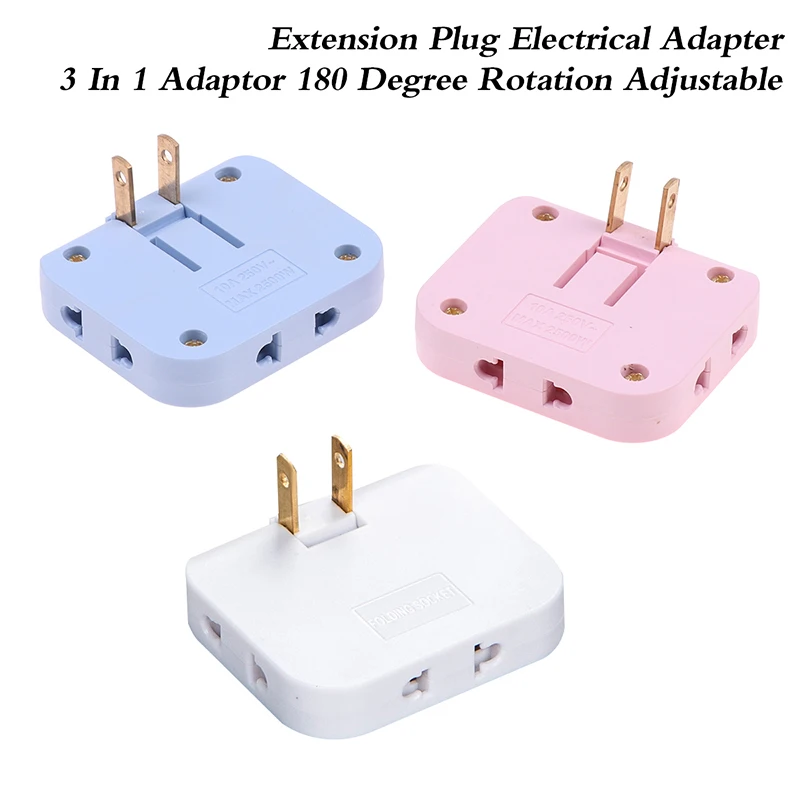 3 In 1 EU Extension Plug Electrical Adapter 180 Degree Rotation For Mobile Phone Charging Converter Socket