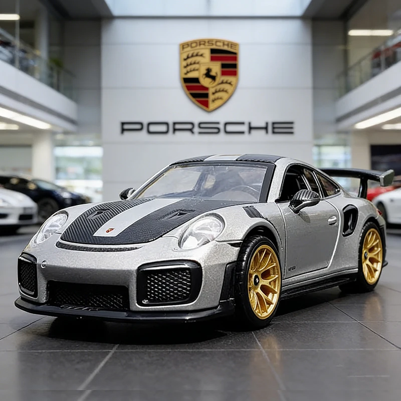 

Модель суперкара Porsche 911 GT2 RS из сплава, масштаб 1:32, со звуком и светом, инерционная, детская игрушка, коллекционная, подарок на день рождения