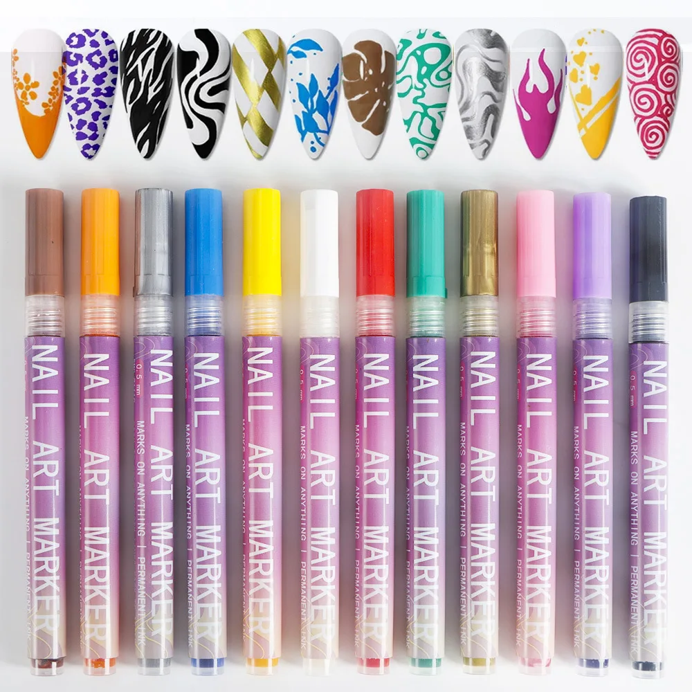 1pc/4pcs/12pcs Colourful Waterproof Nail Art Graffiti Pen DIY Abstract Line Nail Art Drawing Pen 3D Manicure Tool Painting Liner