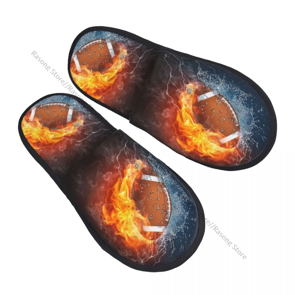 Plush Indoor Slippers Football Ball Fire And Water Warm Soft Shoes Home Footwear Autumn Winter