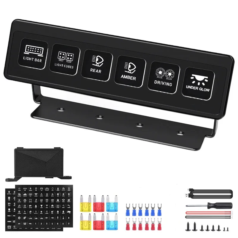 

6/4 Gang Wireless Switch Pane Flash Momentary Strobe Constant Light 12V 60A Universal Switch Box for Truck Pickup Offroad SUV
