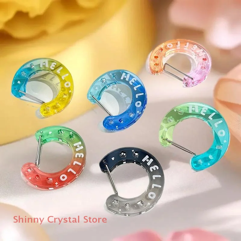 New Gradient Colored Acrylic Circle Carabiner Mountaineering Buckle Acrylic Buckle Keychain Hollow Hook Multipurpose Keyring
