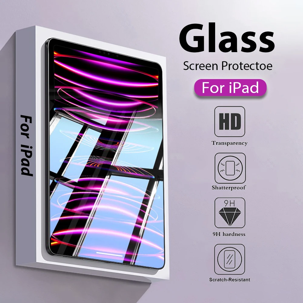 Tempered Glass Screen Protector For Apple IPad Pro 12.9 11 9.7 10.2 10.9 Air 4 5 Mini 6 5th 6th 7th 8th 9th 10th Generation Film