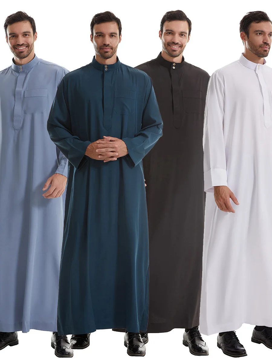 High Quality Luxury Men's Muslim Clothing Thobe Robe Shirt Standard Fit Long Sleeve Fleece Lined Citywalk Suitable Cleanfit