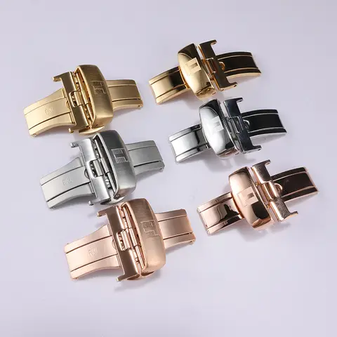 Tisso-t 1853 T035 시계 밴드 걸쇠 스테인레스 가죽 시계 스트랩 버터 플라이 버클 14mm 16mm 18mm 20mm 22mm