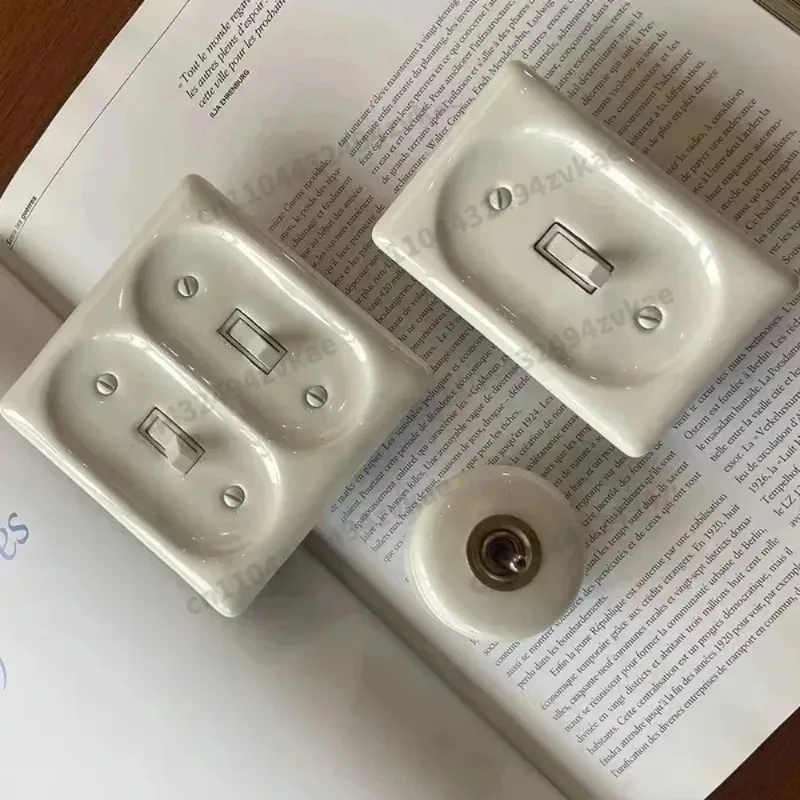 BB American Retro Ceramic White Switch Socket 120 Type Double Opening Lever Single Control Dual Control