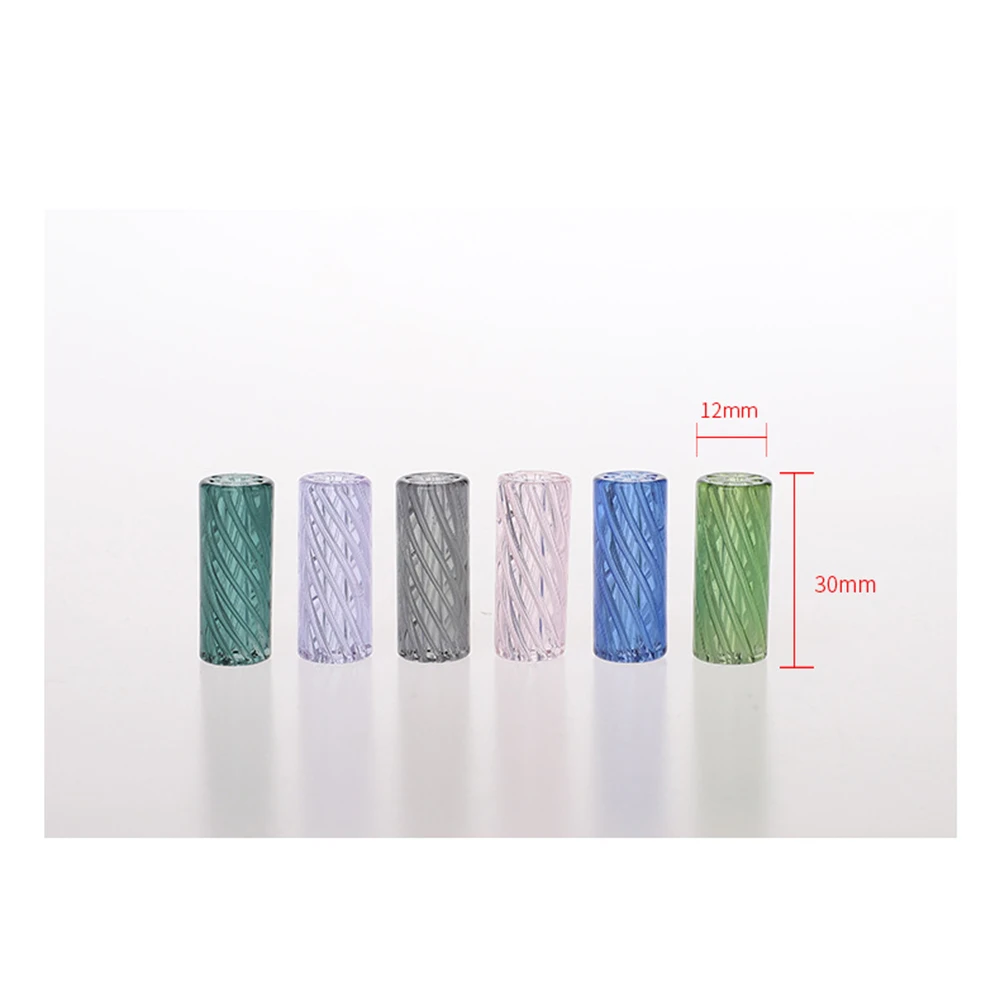 10Pcs 9 Holes 11mm 12mm H30mm Stripe Colour Mini Glass Cigaret Pipe Filter Tips Round Mouth for Dry Herb Tobacco Rolling Drip