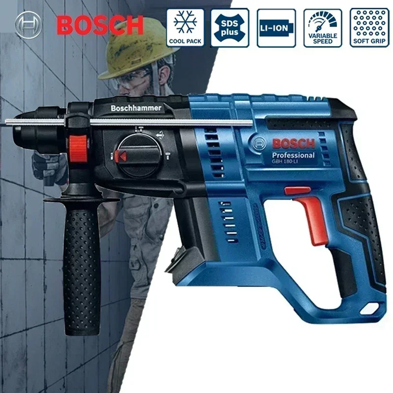 Bosch Cordless Rotary Hammers SDS PLUS Brushless Motor 18V Lithium Battery Multifunctional Impact Drill Power Tools GBH 180-LI