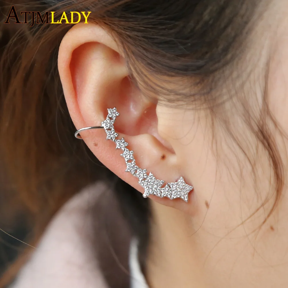 Silver Color Sparkling CZ Paved Exquisite Stackable Star Stud Earrings for Women Wholesale High Quality