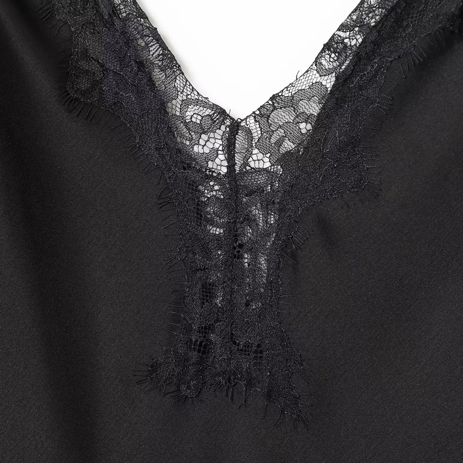 Ele longue dentelle garniture soie Satin sensation sangle Dr robe de soirée pour les femmes H Version No Sve tenue décontracté Polyester tissu