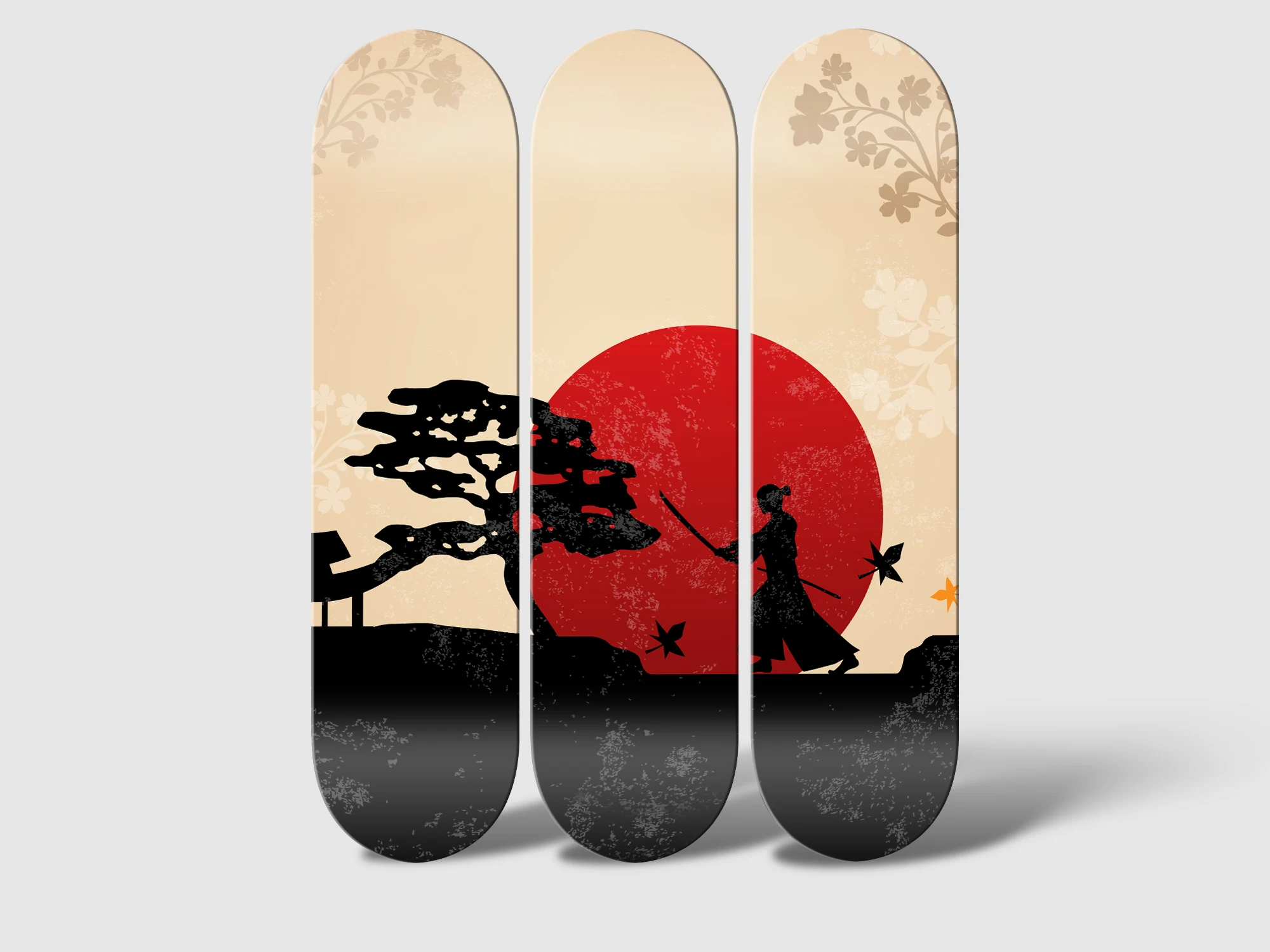 Set of 3pcs Japanese Art Skateboard Wall Art 7-layer Maple Decoration Skateboard Furnish and Decorate for Home Decor