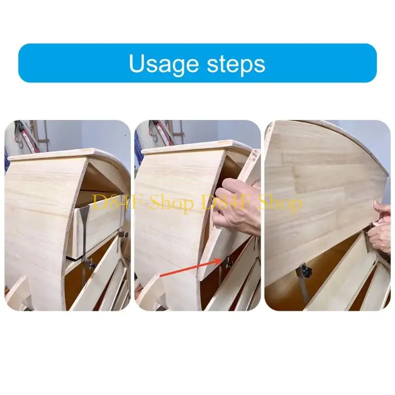 D84F No Drill Drawer Panel Alignment Tool Adjustable Limiter Brackets Steel Installation Jig For Cabinet Panel DIY Projects