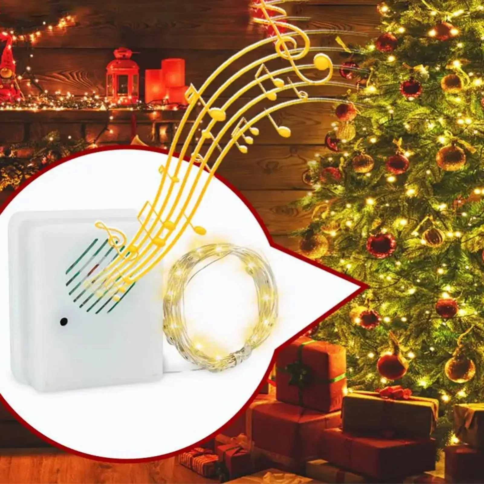 

Рождественские гирлянды 10 м светодиодные мерцающие огни гирлянда Рождественский декор музыка сенсорный домашний декор для Хэллоуина, свадьбы, гостиной