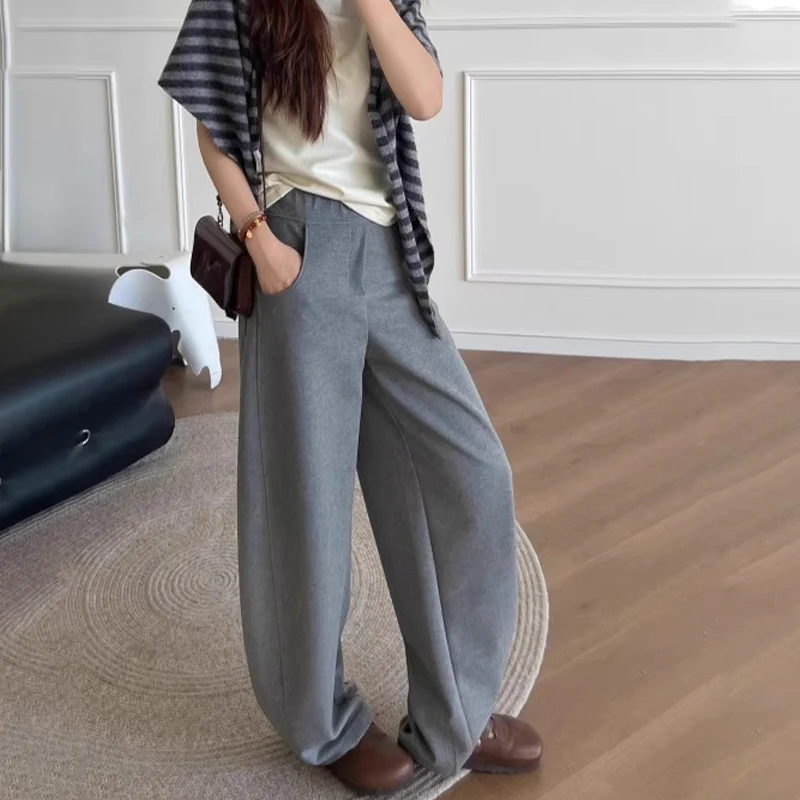 Faule Stil Übergroße Jogginghose für Frauen Herbst Winter Tasche Elastische Taille Jogger Hosen Retro Straße Casual Sport Hosen