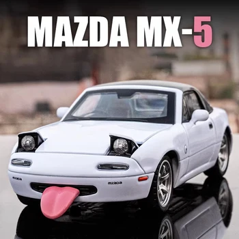 1:32 Mazda MX5 MX-5 Mazda RX7 합금 다이 캐스팅 장난감 자동차 모델 소리와 빛 뒤로 당겨 어린이 장난감 수집품 생일 선물