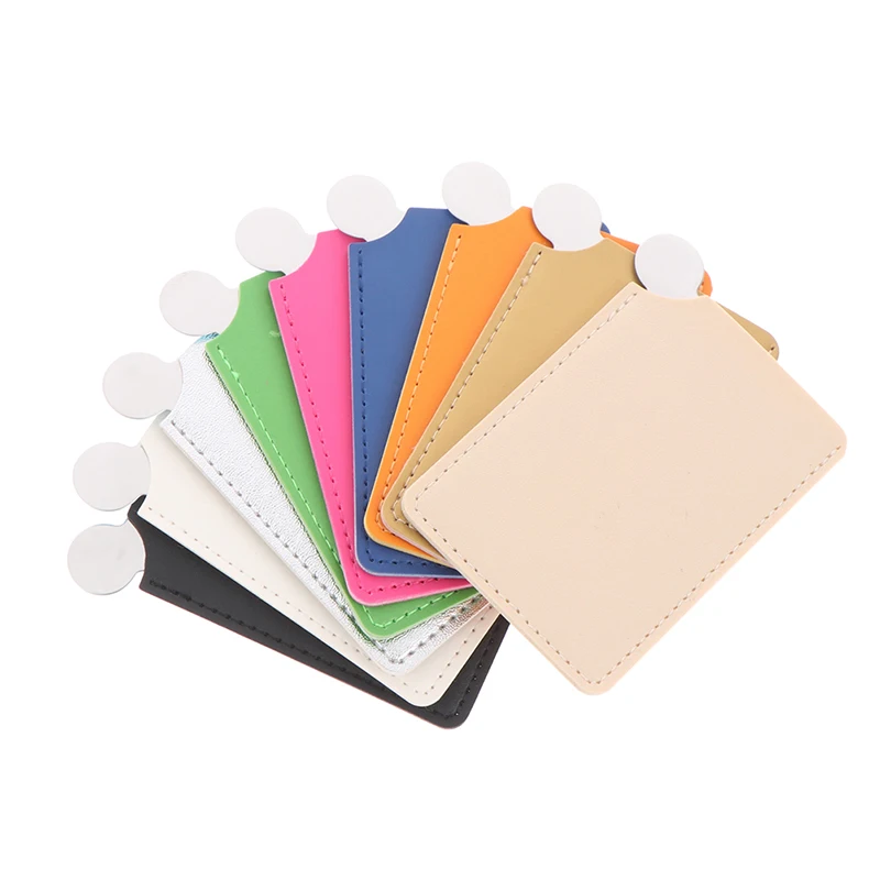 1 pz Portable Card Style Mini Shatter Proof Pocket specchio cosmetico copertura in pelle PU specchio per il trucco infrangibile in acciaio inossidabile