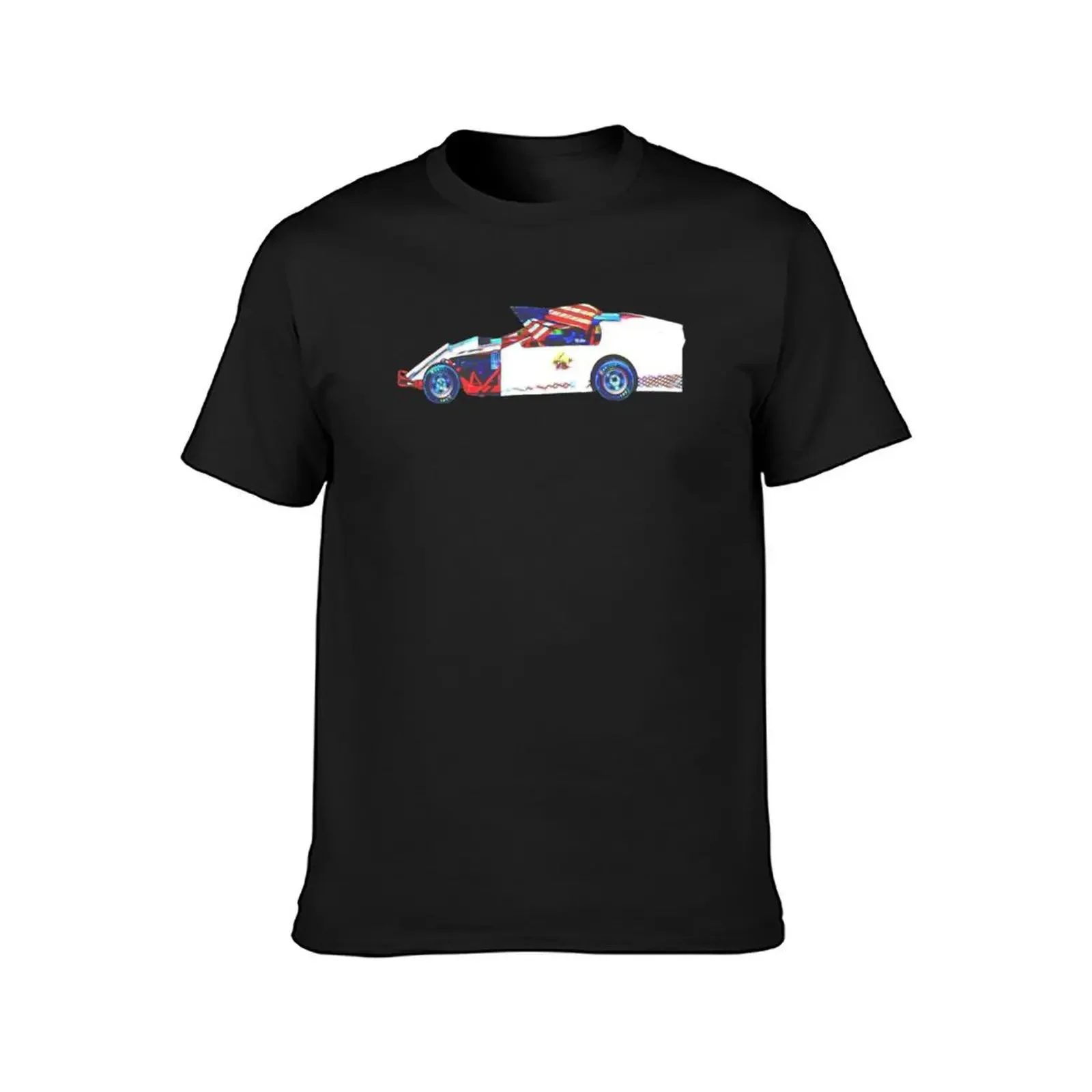 Modified Race Car Waving the American Flag T-Shirt oversized sports fans boys whites anime clothes mens big and tall t shirts