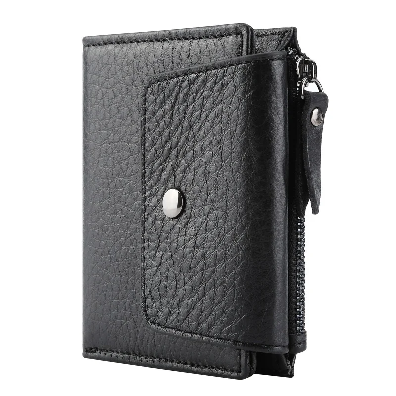 New Brand Men's Wallet RFID 100% Genuine Cow Leather Short Card Holder Man Purse Male Vintage Pocket Wallet