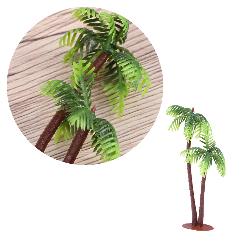 24 Pcs Mini Landscape Decor Miniture Decoration Coconut Tree Bonsai Decorate Micro Green