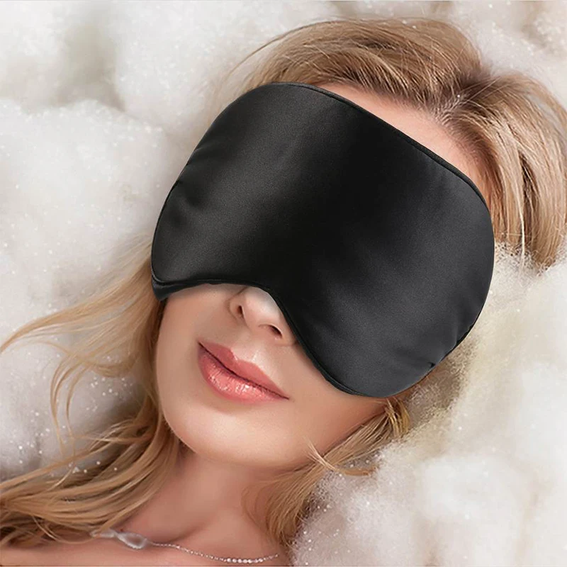 3D Natural Silk Sleep Mask Eye Masks Cover Portable Travel Eyepatch Double-Side Shading Eyeshade Health Sleeping Eye Care Tools image 2