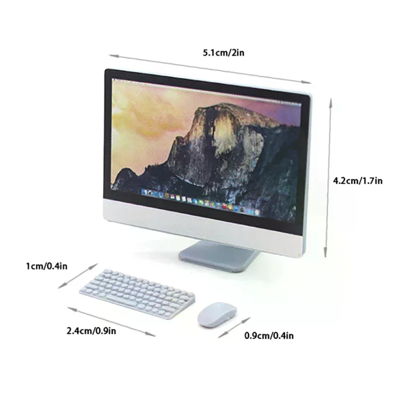 1:12 دمية مصغرة كمبيوتر مكتبي صغير ماوس ولوحة المفاتيح الأثاث نموذج المنزل ديكور لعبة بيت الدمية الملحقات #6