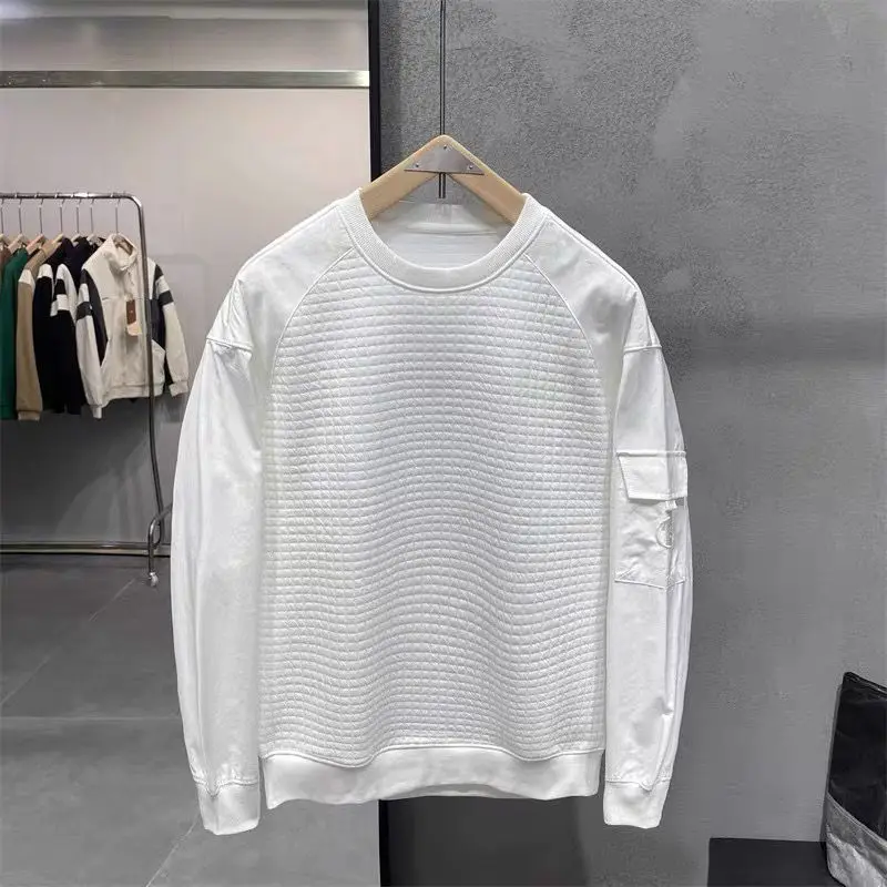 Autumn Winter New Fashion Round Neck Long Sleeve Patchwork Sweatshirts Men's Clothing Korean Loose All-match Simplicity Chic Top