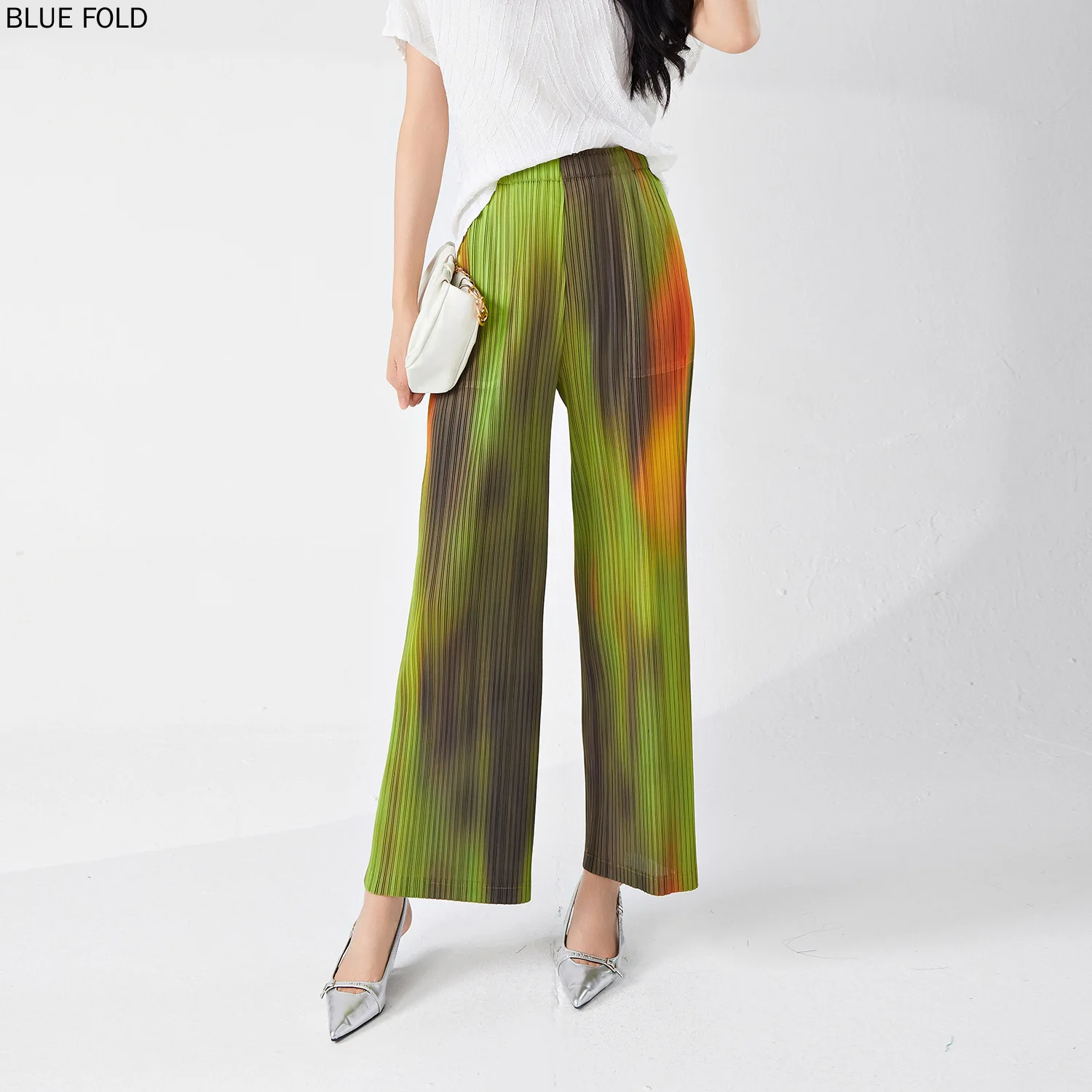 

Miyake Straight Pants for Women New Style High-end Fashion Gradient Loose Long Versatile Casual Pants PLEATS Women Clothing