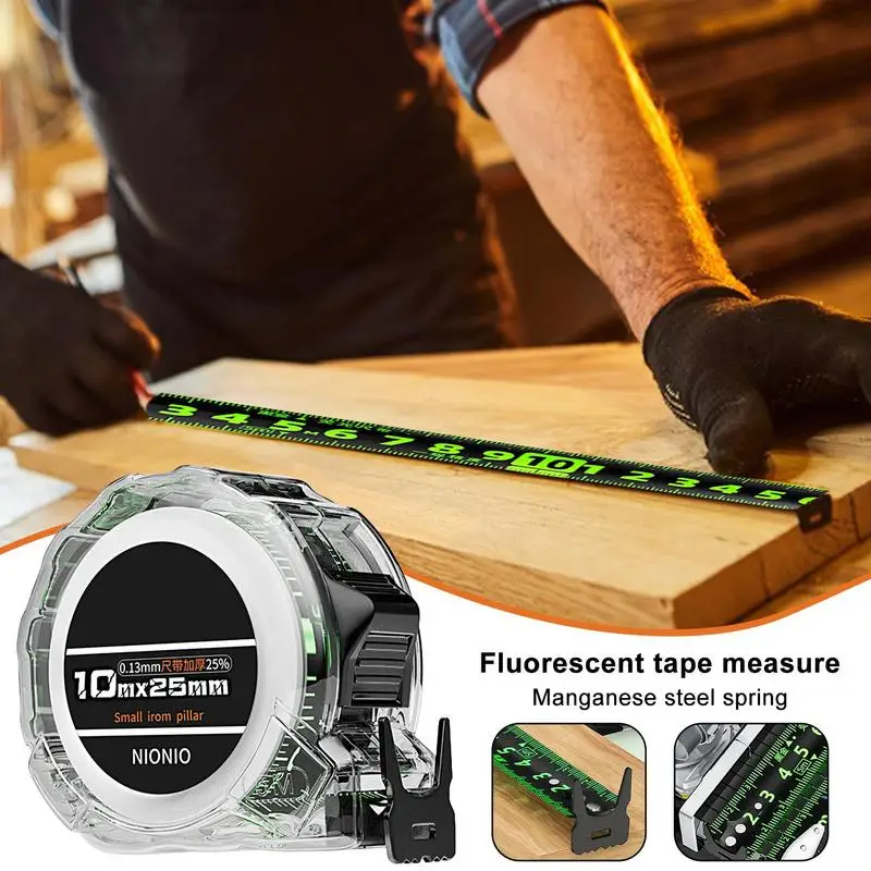 Measuring Tape Steel Fluorescent Ruler Tape with Self-Lock Precise Tape Measures with One-Sided Scale and Magnetic Hook