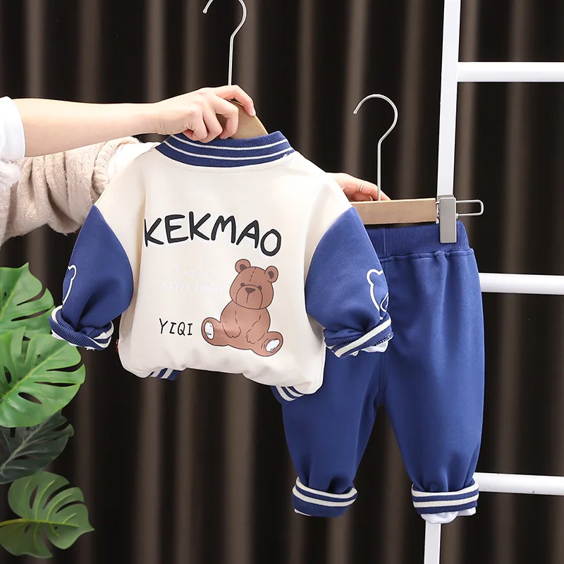 Spring Autumn Baby Boy Clothes 9 to 12 Months Cartoon Long Sleeve Cardigan Jackets + T-shirts + Pants 3PCS Kids Boys Outfit Set