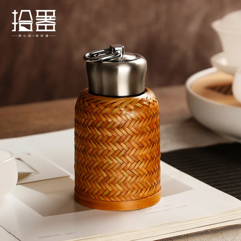 

Bamboo Woven Water Cup Insulation Cup Hot Water Bottle High grade Travel Portable Cup Old Vintage Small Warm Water Bottle Tea Cu