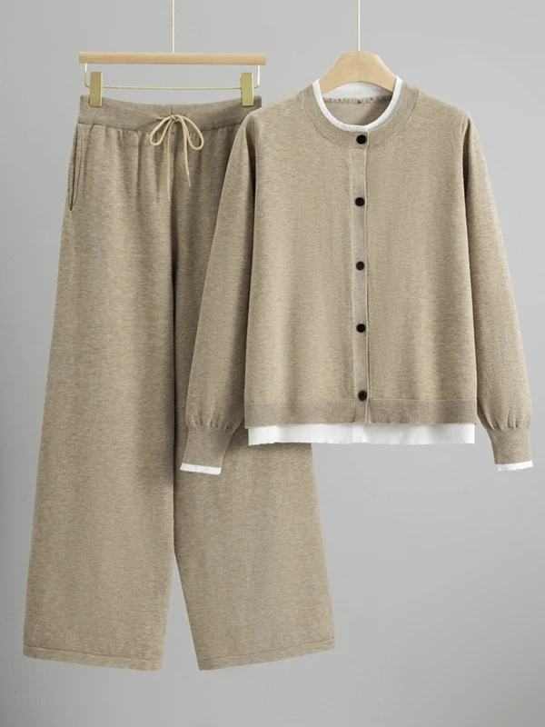 

Повседневный комплект спортивной одежды, женский весенне-осенний комплект 2024, новинка Sle Lazy Loose Fit, костюм из двух предметов, длинный све, круглый, накладной