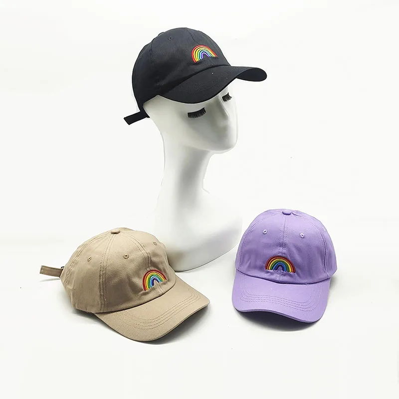 

Women Adjustable Fit Dad Hat Men Rainbow embroidery Baseball Hat Outdoor Truck Buckle Sports Hat for Adult