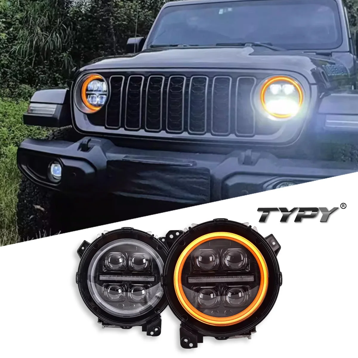 

TYPY Car For Jeep Wrangler Headlight 2018-2024 Upgrade Modified to New DRL Dynamic Turn Signal LED Headlight Auto Accessories
