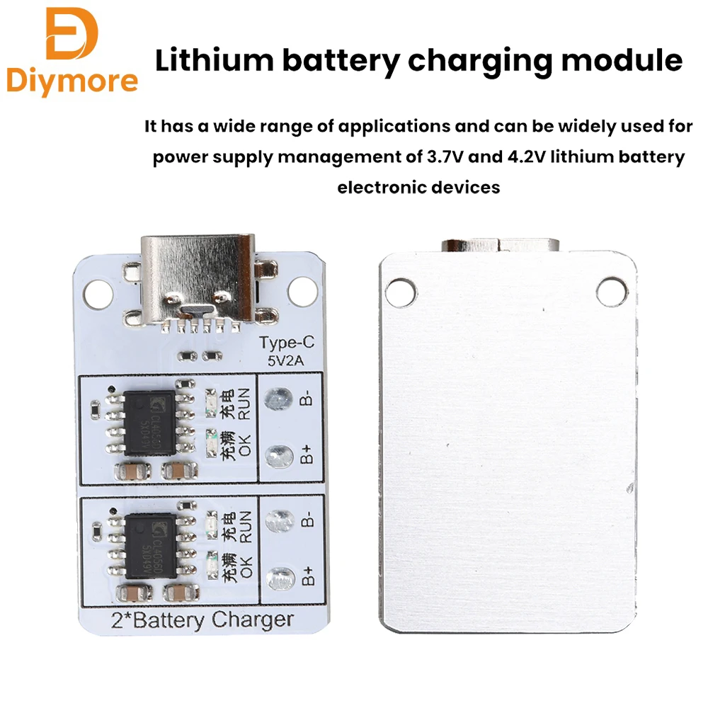 DC 5V 1S 1A Dual-Channel 18650 Lithium-Ion Battery Charging Module 3.7–4.2V Bidirectional Charger ProtectionType-C USB Interface