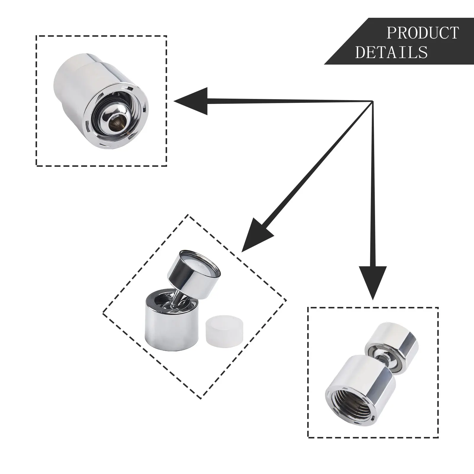 Keran wastafel dapur 360 °, keran dapur, kepala semprotan air, adaptor mulut pipa ekstensi putar, keran kamar mandi