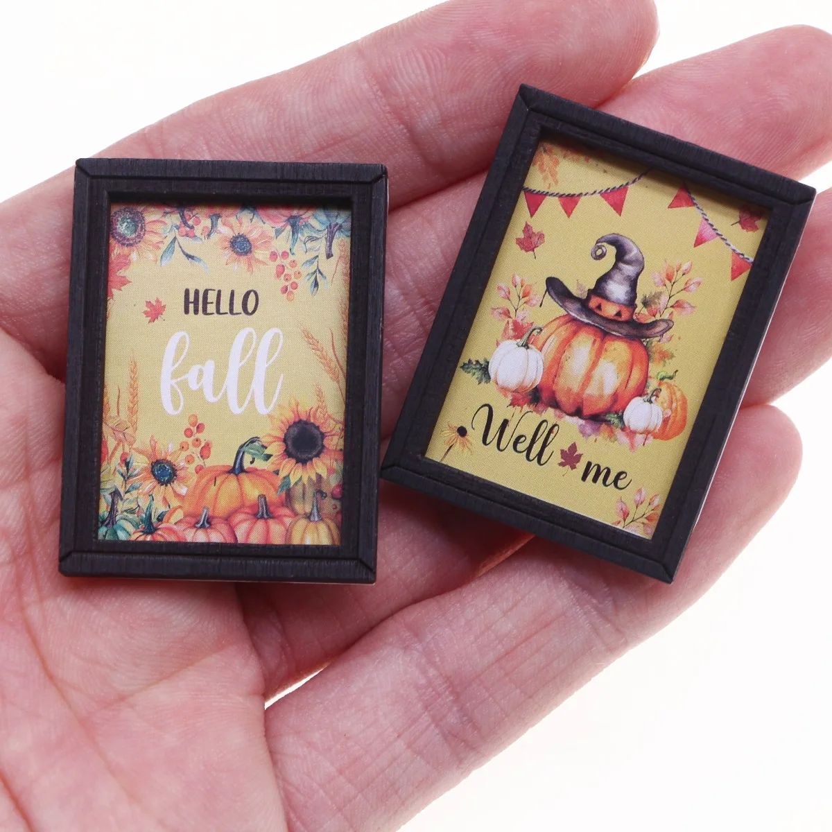 Dollhouse Mini Halloween Mural BJD Miniature Autumn Harvest Thanksgiving Festival Scene Wall Decoration Accessories