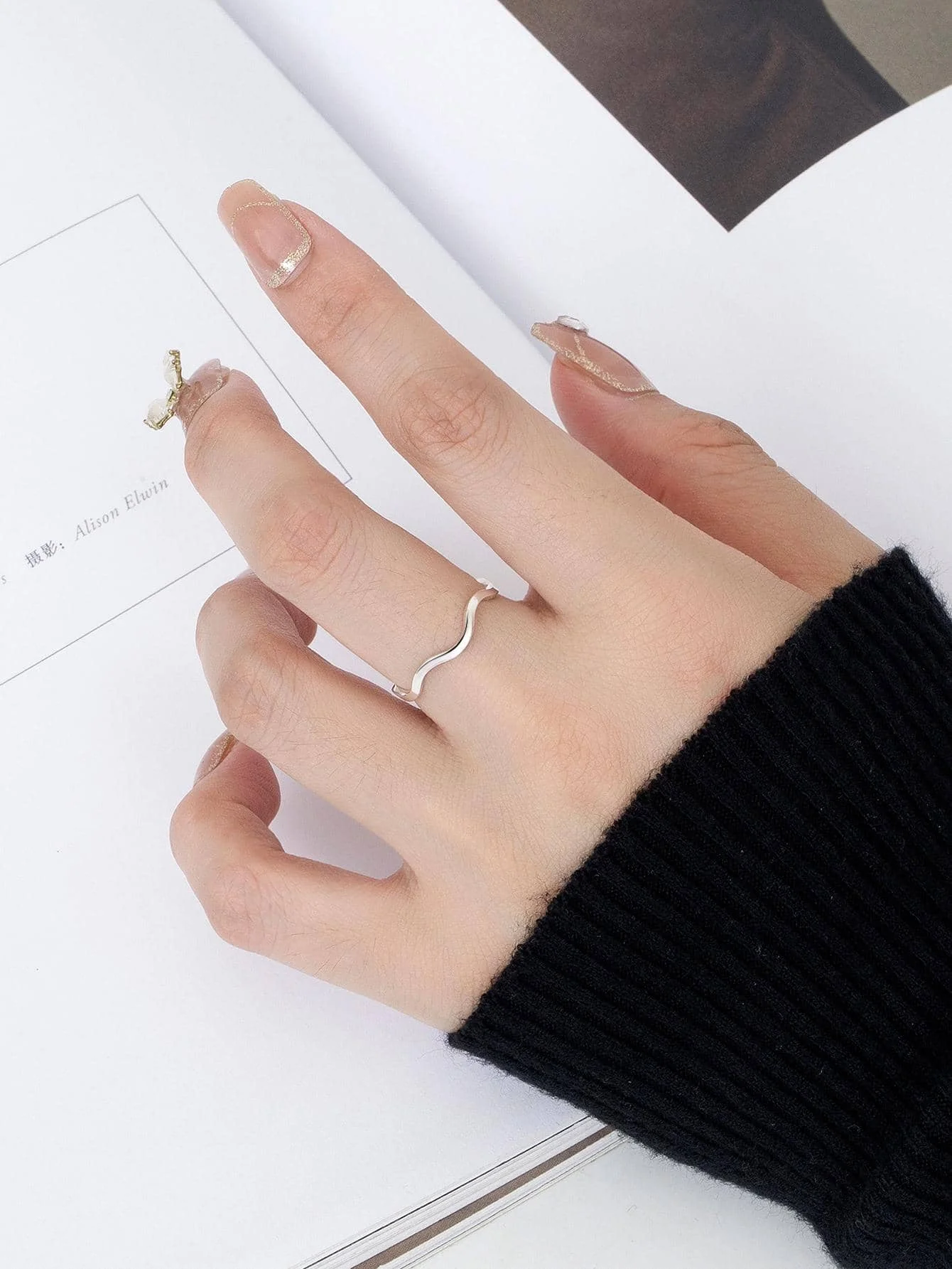 Light Luxury Real 100% 925 Sterling Silver Minimalist wave Rings For Women  Fine Jewelry Party Creative Original Design