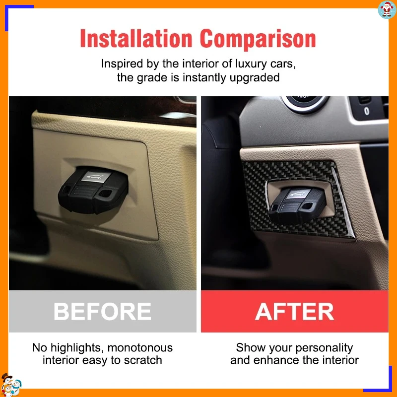 New Carbon Fiber Car Ignition Switch Key Hole Cover Interior Trim Sticker Fits For BMW 3 Series E90 E92 2005-2012 Accessorie Car