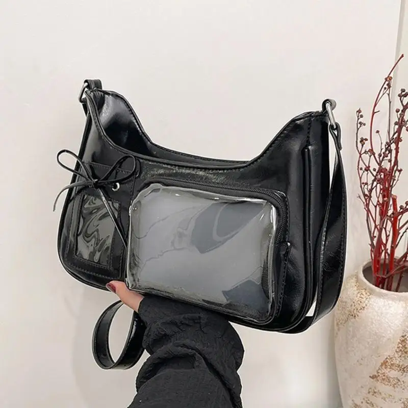 

Lovely Ita Bag Clear Crossbody Bag PU Leather Shoulder Bag Commuting Bag Japanese Styles Bag for Daily