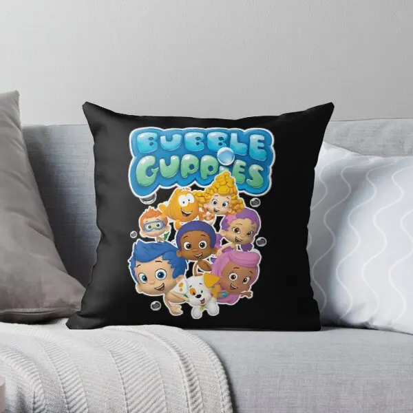 For Mens Womens Bubble Guppies Team Chri  Printing Throw Pillow Cover Anime Bed Decor Fashion Pillows not include One Side