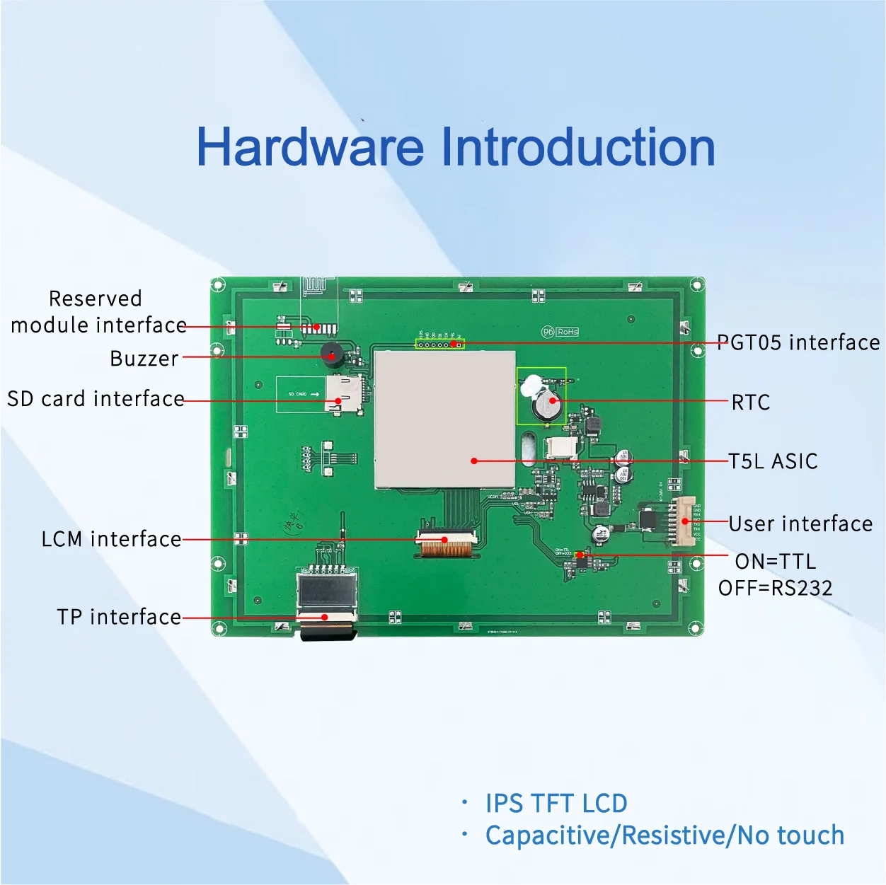 8 Inch 1024*768 Pixels Resolution 16.7M Colors HMI IPS TFT LCD Display Screen Lcd Modules Touch Panel DMG10768T080_01W