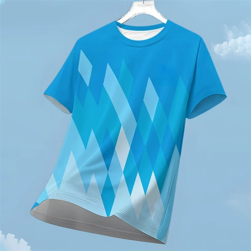 

Модные спортивные футболки с геометрическим рисунком, летние модные футболки с короткими рукавами и 3D принтом для бега, фитнеса, свободные быстросохнущие футболки