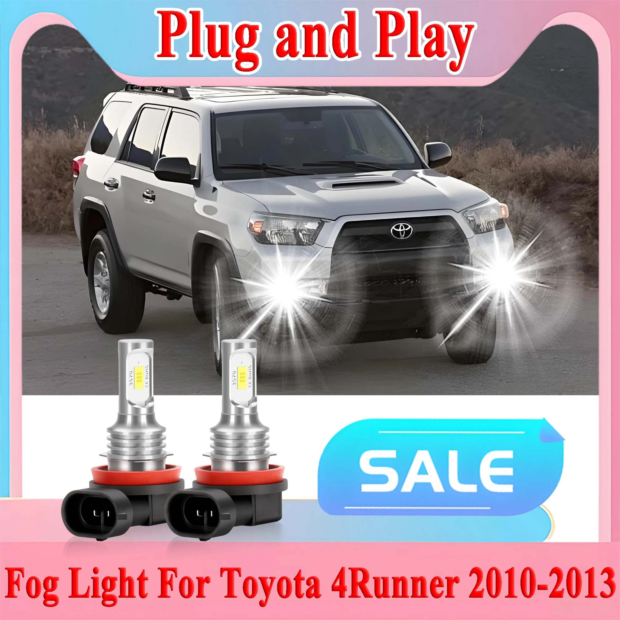 

2 шт. H11 светодиодная противотуманная фара 6000K белые чипы CSP супер яркая для Toyota 4Runner 2010 2011 2012 2013 Plug and Play автомобильный свет