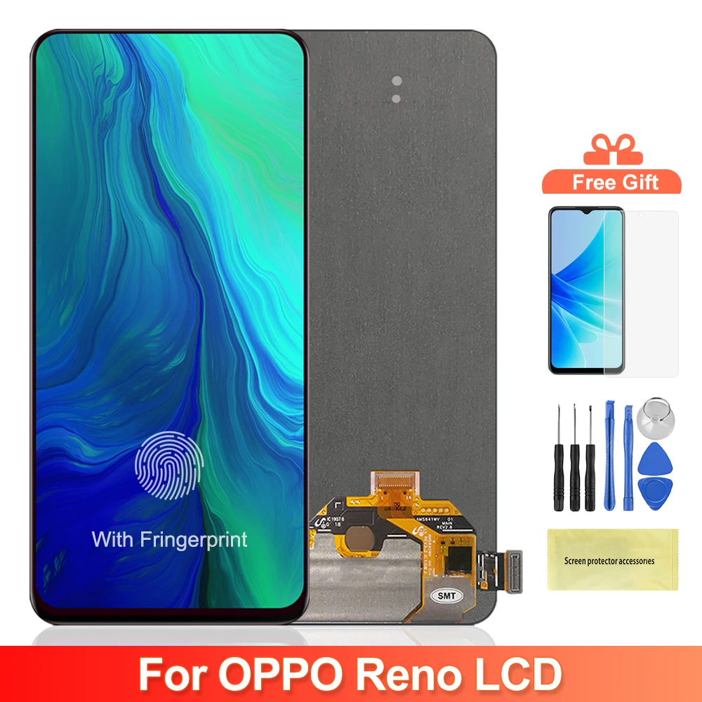 Amoled Screen for Oppo Reno PCAM00 PCAT00 CPH1917 Lcd Display + Touch Screen Digitizer Assembly with Frame for Oppo Reno Screen