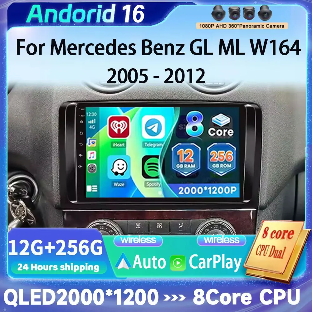 Android for Mercedes Benz ML GL W164 ML350 ML500 GL320 X164 ML280 GL350 GL450 Car Radio wireless Carplay Audio Multimedia Player
