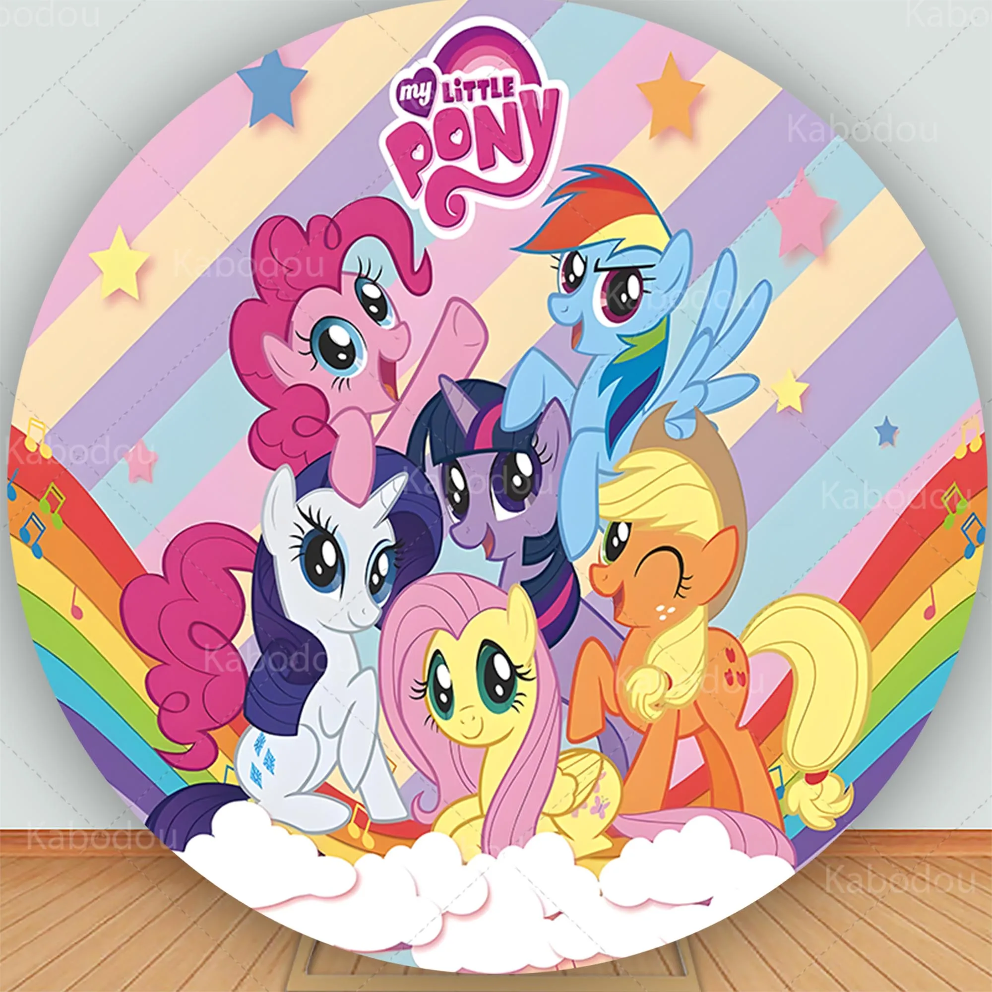 Fondo redondo de My Little Ponys para fiesta de cumpleaños, decoración de caballo de dibujos animados, fondo de fotografía para Baby Shower, utilería de estudio circular