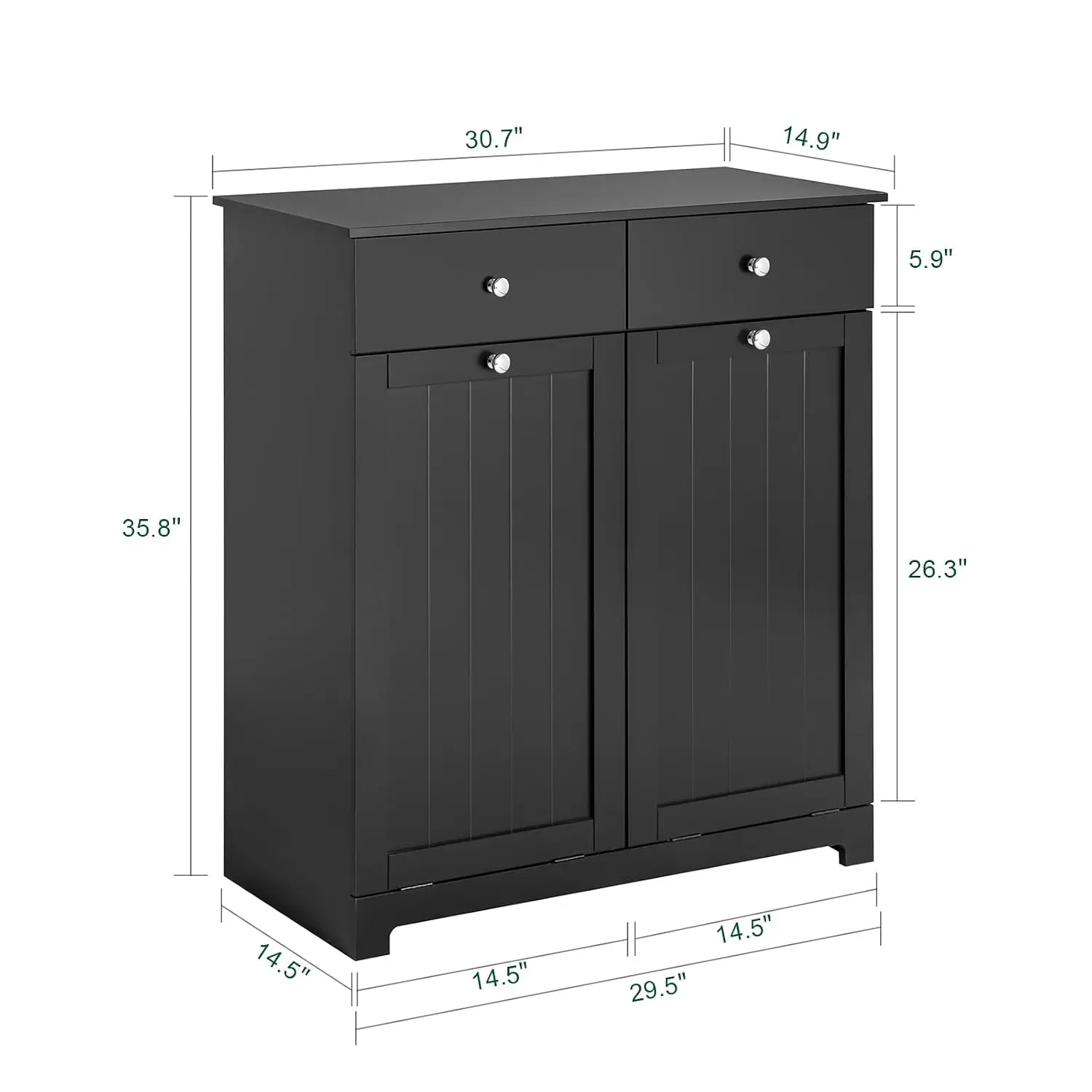 Laundry Hamper Cabinet, 2 Baskets, 35.4 x 14.5 x 29.5 in, Black, Customized