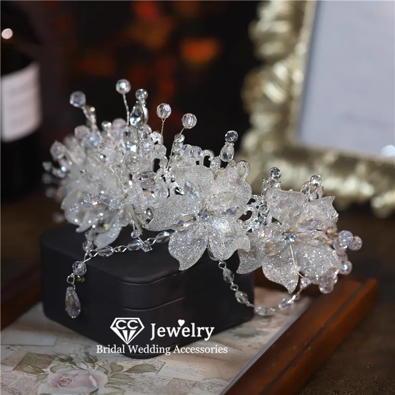 

CC Wedding Crown Women Accessories Bridal Headbands Engagement Hair Ornaments Flower Shape Princess Diadem Pageant Crowns AN432