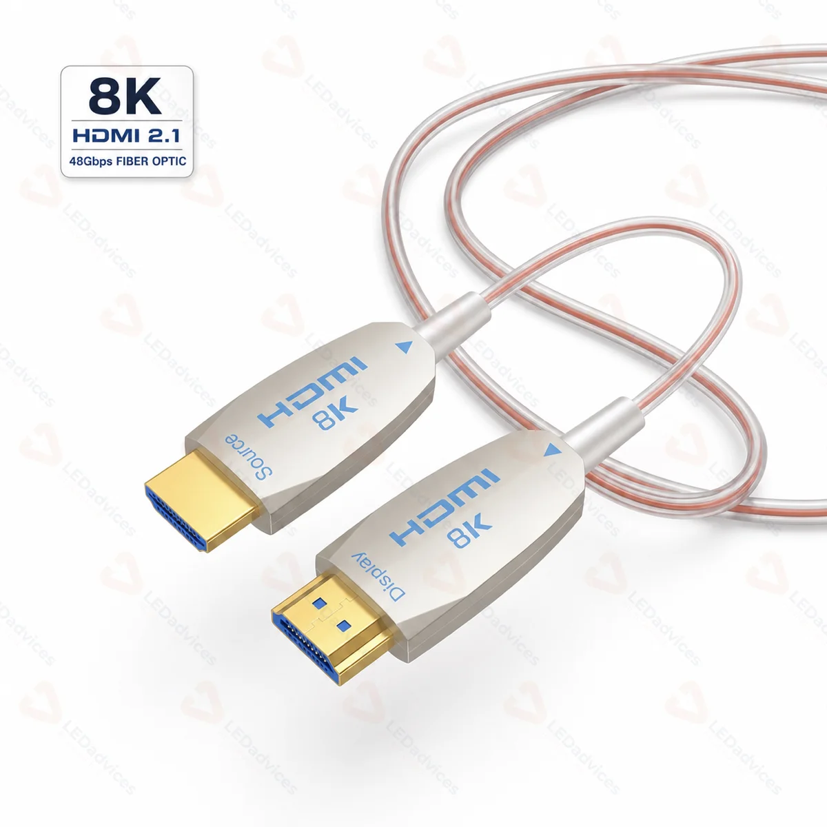 Ultra-Slim 8K HDMI 2.1 Fiber Optic Cable 48Gbps Transparent AOC Fiber Cable 8K@60Hz 4K@240Hz HDR for Laptop TV Camera Projector